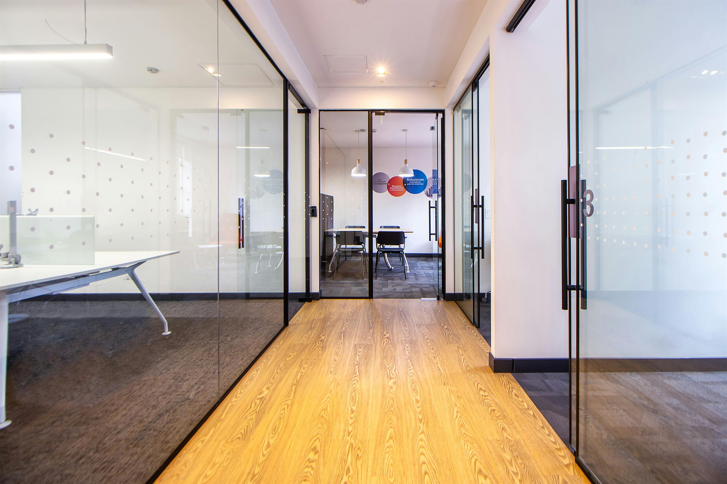 Modern glass office corridor for accounting and compliance work