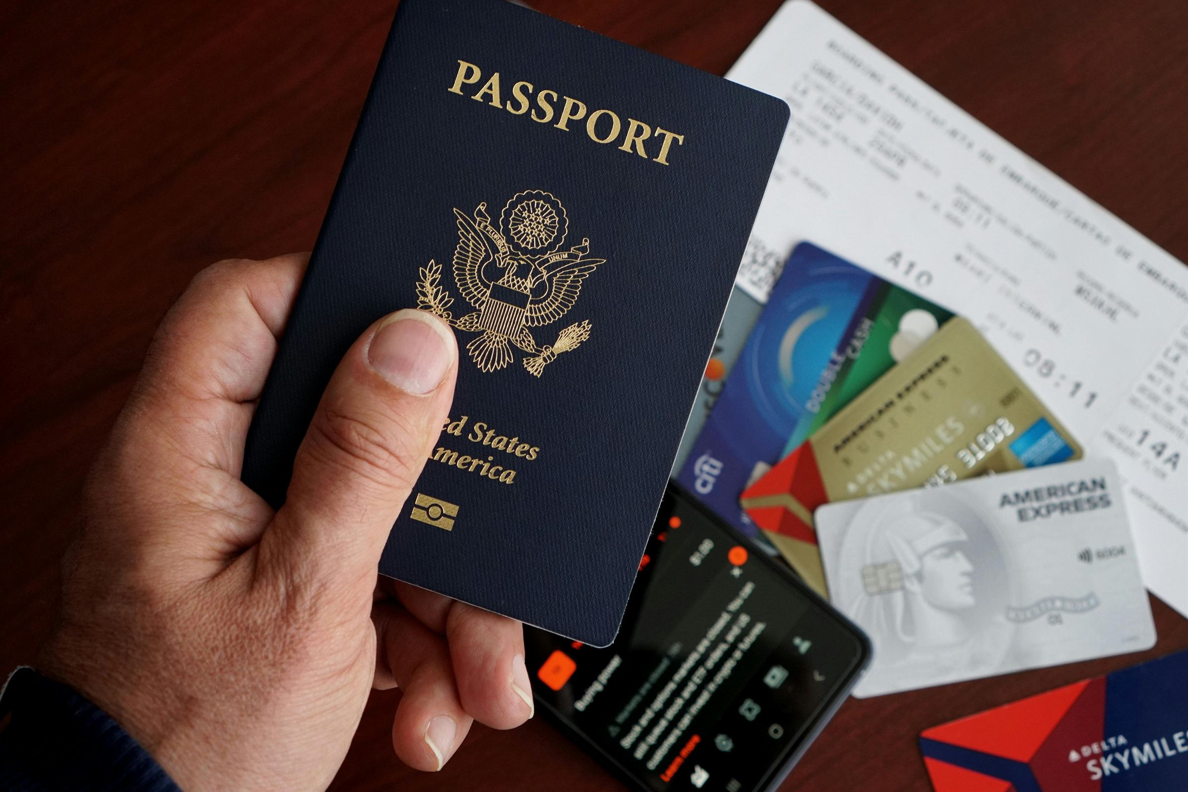 Passport and travel documents prepared for a UAE visa application